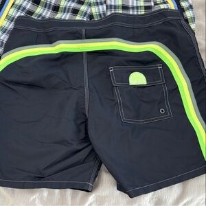 Sundek Black Board Shorts with Neon Green Stripe